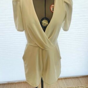 Elegant White-Cream Wrap Romper